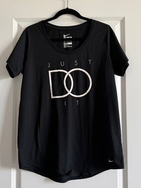 Nike Black T-Shirt with White "Just Do It" Logo